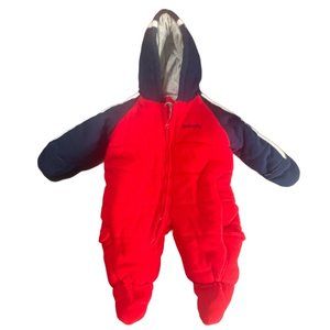 London Fog Baby Winter Snowsuit One Piece Red Blue 6/9 Months